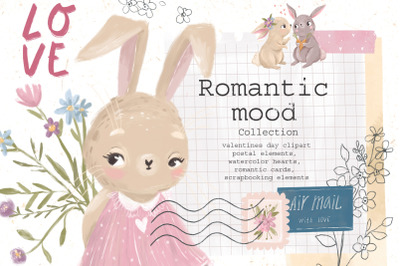 Valentines day clipart. Watercolor hearts.