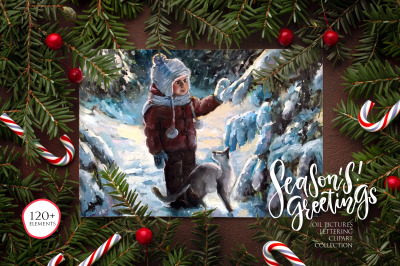 Season&#039;s Greetings oil painting set