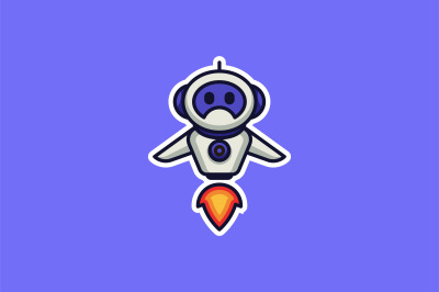 robot face space rocket vector design template