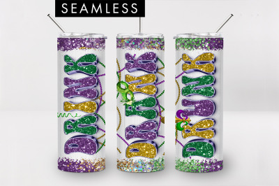 20oz Seamless Mardi Gras Drink Drank Skinny Tumbler PNG