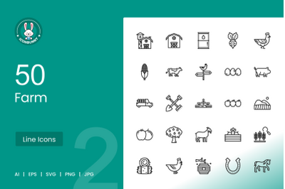 50 Farm Line Icons