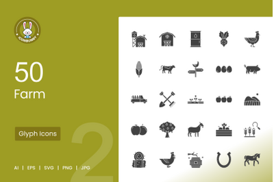 50 Farm Glyph Icons
