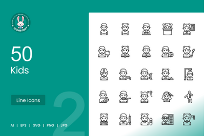 50 Kids Line Icons
