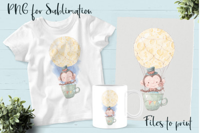 Cute Monkey. Design for printing.