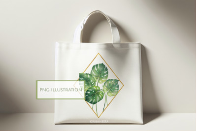Monstera leaves PNG sublimation