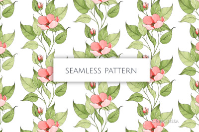 Pink flowers | Floral seamless pattern