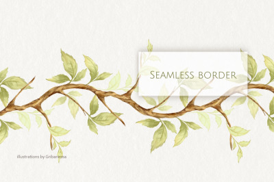 Leafy branch | Seamless border