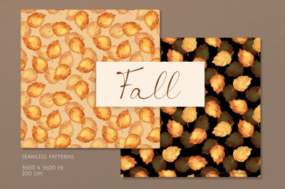 Autumn Leaves Seamless Patterns