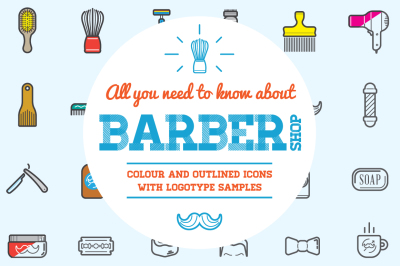 Awesome Barber Shop Icons and Logo