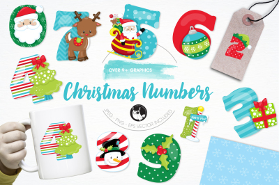 Christmas Numbers graphics and illustrations