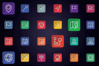 Map Location & Navigation Flat Icons