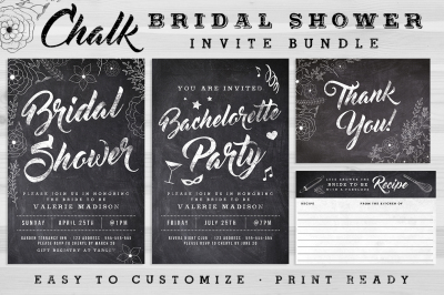 Chalk Bridal Shower Invite Bundle
