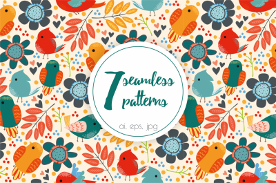 Seamless patterns with birds
