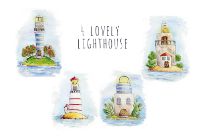 Watercolor Lighthouses