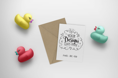 Rubber Duck toy & Greeting Card Mock up 25-014