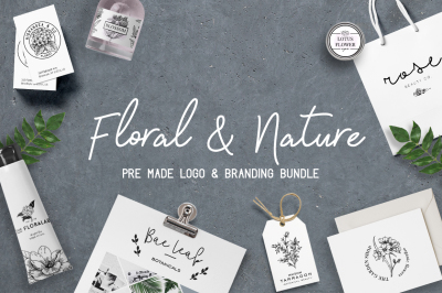 Floral logo and branding bundle