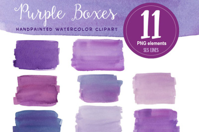 Purple Watercolor Boxes & Rectangles