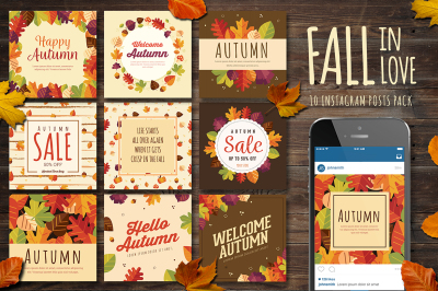 Fall In Love 10 Instagram Post Pack