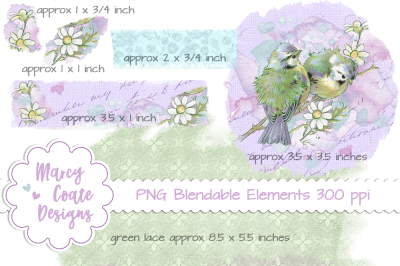 Watercolor Birds Blendable Elements and Overlays