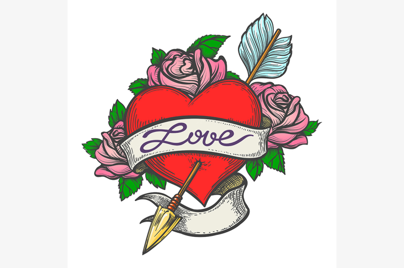 pierced-heart-in-tattoo-style