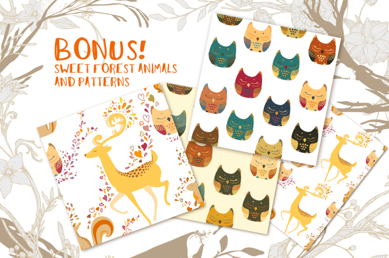 cute-foxes-and-forest-patterns