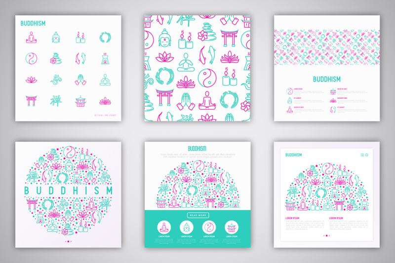 buddhism-icons-set-concept