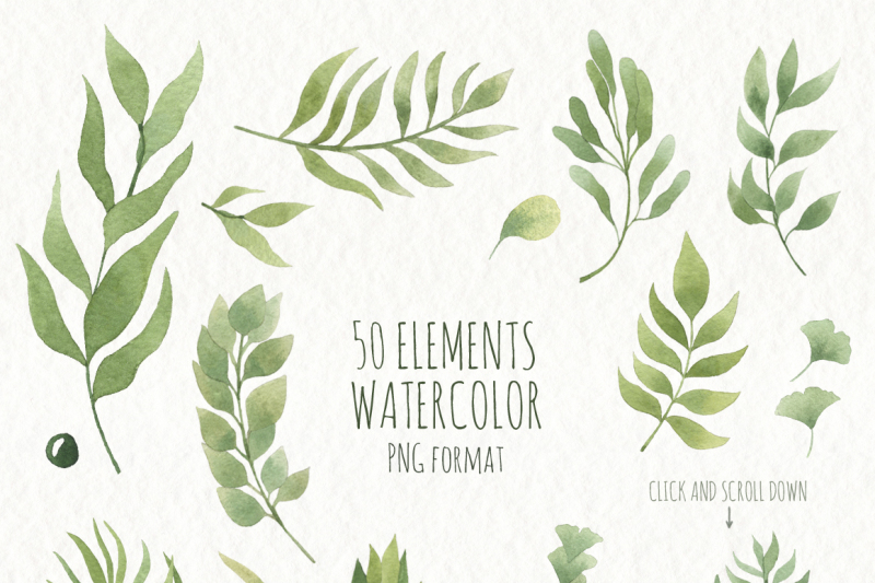 watercolor-leaves-and-branches