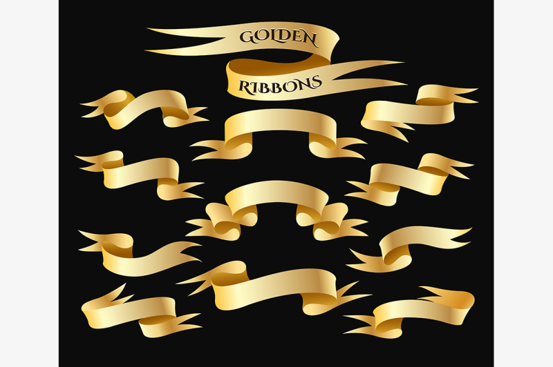 golden-ribbon-banner-set