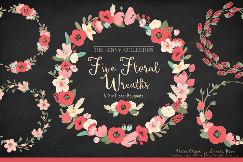 jenny-floral-vector-wreaths-in-mint-and-coral