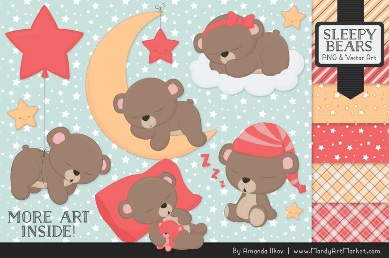 beary-cute-sleepy-bears-clipart-and-papers-set-in-coral