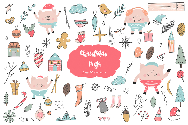 christmas-vector-pigs