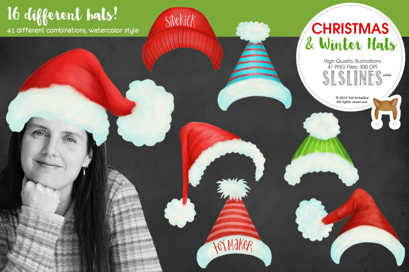 christmas-amp-winter-watercolor-hats-clipart