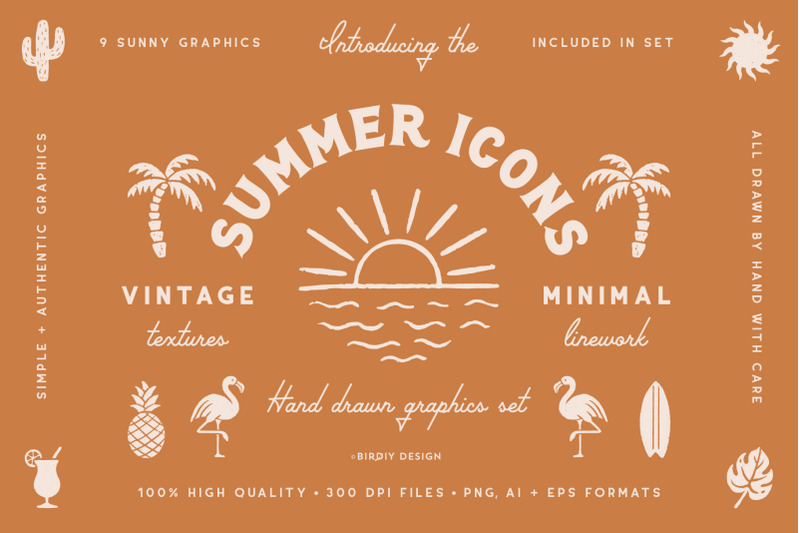 summer-icons-hand-drawn-graphics-set
