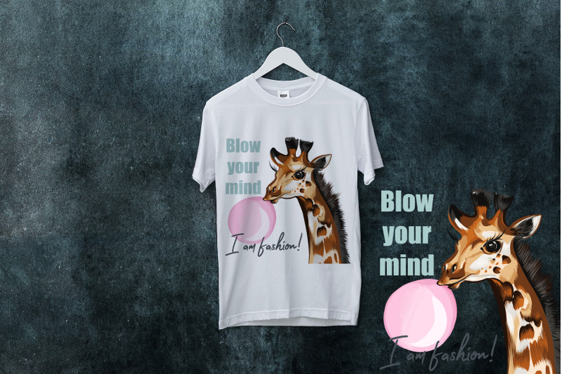 fashion-vector-illustration-with-giraffe-and-gum