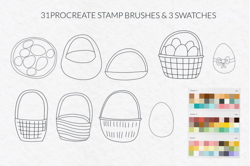 easter-procreate-stamps-brushes-rabbit-stamps-easter-basket