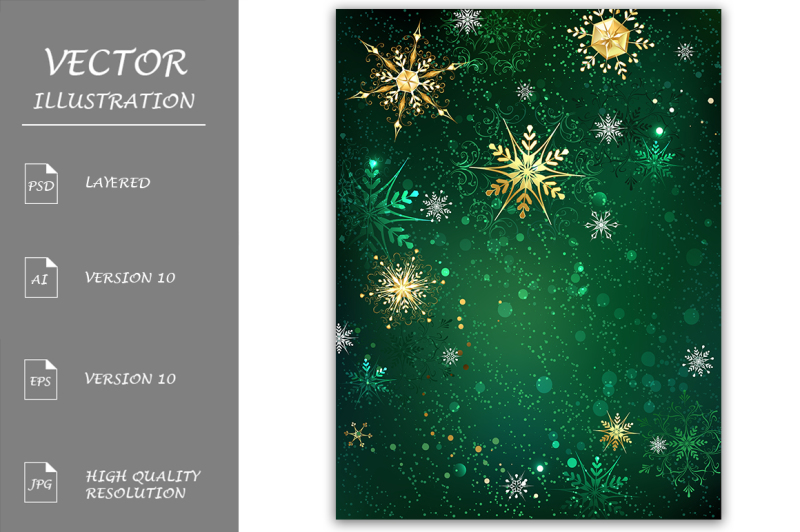 gold-snowflakes-on-a-green-background