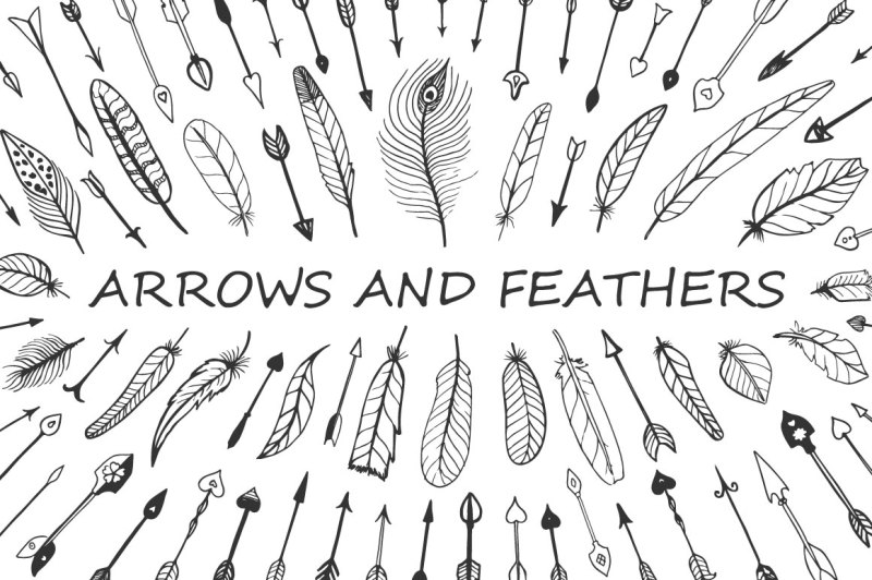 vector-doodle-arrows-and-feathers