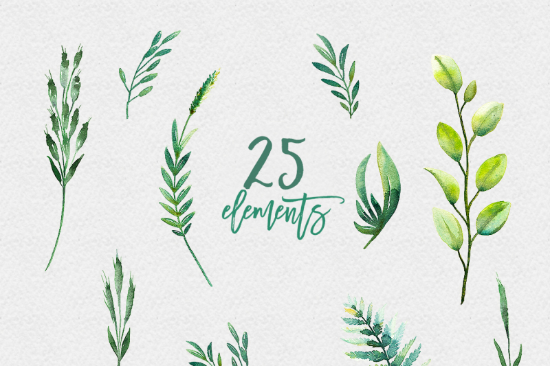 watercolor-greenery