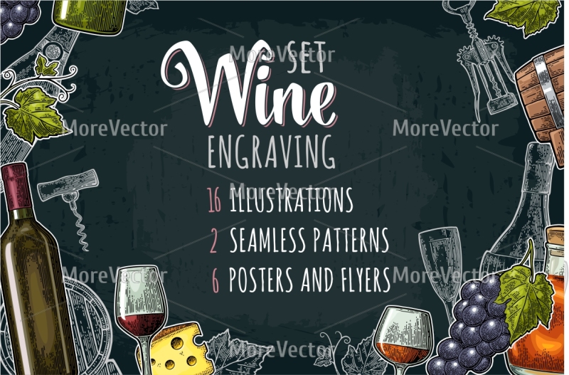 set-posters-pattern-and-engraving-illustration-wine-brandy-champagne