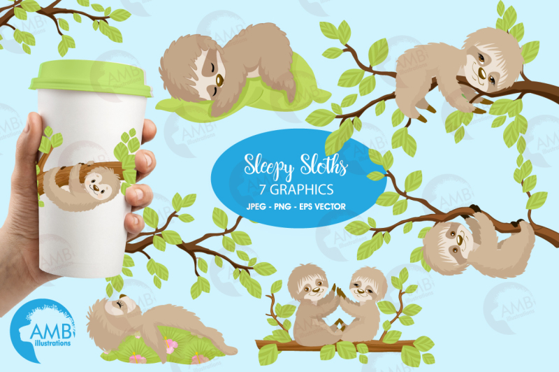 sleepy-sloth-clipart-graphics-illustration-amb-2200